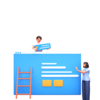 3D Render of Businessman And Woman Maintaining Website. png