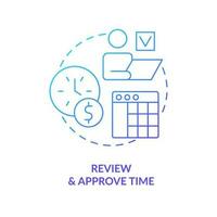 Review and approve time blue gradient concept icon. Workforce control. Payroll processing step abstract idea thin line illustration. Isolated outline drawing vector