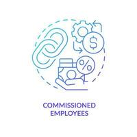 Commissioned employees blue gradient concept icon. Percentage of deal. Payroll processing method abstract idea thin line illustration. Isolated outline drawing vector