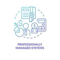 Professionally managed systems blue gradient concept icon. Finances control. Employee payroll type abstract idea thin line illustration. Isolated outline drawing vector