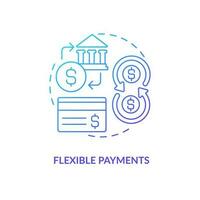 Flexible payments blue gradient concept icon. Adaptable system. Payroll management software benefit abstract idea thin line illustration. Isolated outline drawing vector