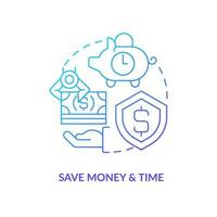Save money and time blue gradient concept icon. Efficiency. Payroll processing software benefit abstract idea thin line illustration. Isolated outline drawing vector