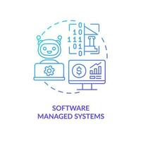 Software managed systems blue gradient concept icon. Digital accounting. Payrolls processing automation abstract idea thin line illustration. Isolated outline drawing vector