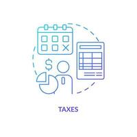 Taxes blue gradient concept icon. Regular payments control. Employee payroll deductions type abstract idea thin line illustration. Isolated outline drawing vector