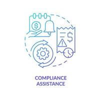 Compliance assistance blue gradient concept icon. Business support. Payroll management software benefit abstract idea thin line illustration. Isolated outline drawing vector