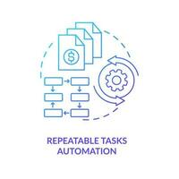 Repeatable tasks automation blue gradient concept icon. Payroll processing software benefit abstract idea thin line illustration. Isolated outline drawing vector