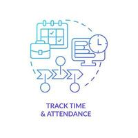 Track time and attendance blue gradient concept icon. Workflow management. Payroll processing step abstract idea thin line illustration. Isolated outline drawing vector