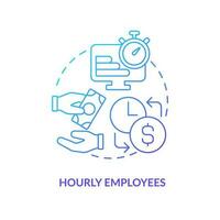 Hourly employees blue gradient concept icon. Worker salary type. Payroll processing method abstract idea thin line illustration. Isolated outline drawing vector
