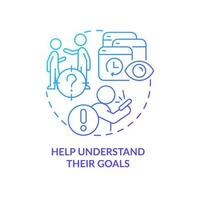 Understand goals blue gradient concept icon. Content overload. Reduce teen anxiety from doomscrolling abstract idea thin line illustration. Isolated outline drawing vector