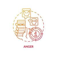 Anger red gradient concept icon. Infoxication issue. Media fatigue. Absorb too much information abstract idea thin line illustration. Isolated outline drawing vector