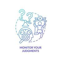 Monitor your judgments blue gradient concept icon. Reduce anxiety about news. Manage information overload abstract idea thin line illustration. Isolated outline drawing vector