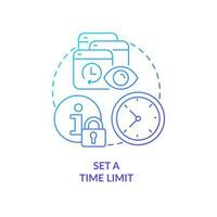 Set time limit blue gradient concept icon. Reduce anxiety about news. Manage information overload abstract idea thin line illustration. Isolated outline drawing vector