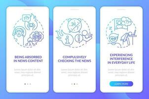 información ansiedad azul degradado inducción móvil aplicación pantalla. recorrido 3 pasos gráfico instrucciones con lineal conceptos. ui, ux, gui modelo vector