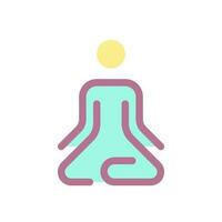 Meditation flat color ui icon. Lotus position. Calmness and harmony. Relaxation practice. Simple filled element for mobile app. Colorful solid pictogram. Vector isolated RGB illustration