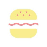 Burger flat color ui icon. Substantial meal. Fast food lunch. Grill hamburger. Tasty sandwich. Simple filled element for mobile app. Colorful solid pictogram. Vector isolated RGB illustration