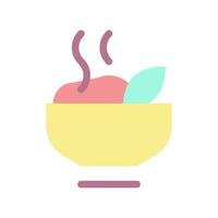 Hot meal flat color ui icon. Dinner time. Healthy food. Delicious vegan breakfast. Nutritious lunch. Simple filled element for mobile app. Colorful solid pictogram. Vector isolated RGB illustration