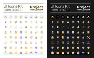 Project management pixel perfect flat gradient color ui icons kit for dark, light mode. Business plan. Vector isolated RGB pictograms. GUI, UX design for web, mobile