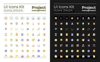 Project management pixel perfect flat gradient color ui icons kit for dark, light mode. Business plan. Vector isolated RGB pictograms. GUI, UX design for web, mobile