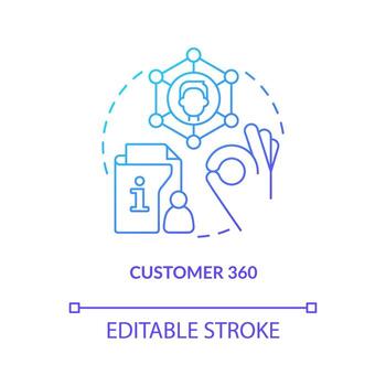 Maestro cliente grabar rojo degradado concepto icono. coleccionar todas cliente personal datos. unificado cliente perfil resumen idea Delgado línea ilustración. aislado contorno dibujo vector