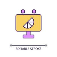 Digital branding RGB color icon. Online brand identity development. Computer. Digital media production. Isolated vector illustration. Simple filled line drawing. Editable stroke