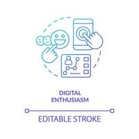 Digital enthusiasm red gradient concept icon. Strong interest audience. High user activity. Positive feedback abstract idea thin line illustration. Isolated outline drawing vector