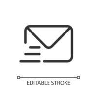 Letter pixel perfect linear ui icon. Written correspondence. Express mail and delivery. GUI, UX design. Outline isolated user interface element for app and web. Editable stroke vector