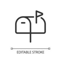 Mailbox pixel perfect linear ui icon. Incoming letters. Express mail. Personal address. GUI, UX design. Outline isolated user interface element for app and web. Editable stroke vector