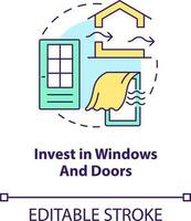 Invest in windows and doors concept icon. Air ventilation design approach abstract idea thin line illustration. Isolated outline drawing. Editable stroke vector