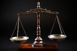 Law scale justice symbol. Judge justice concept. photo