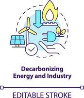 Decarbonizing energy and industry concept icon. Global net zero goal abstract idea thin line illustration. Isolated outline drawing. Editable stroke vector