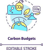 Carbon budgets concept icon. CO2 equivalent measure. Global net zero goal abstract idea thin line illustration. Isolated outline drawing. Editable stroke vector