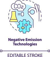 Negative emission technologies concept icon. Global net zero goal abstract idea thin line illustration. Isolated outline drawing. Editable stroke vector