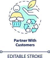 Partner with customers concept icon. Transforming business to net zero abstract idea thin line illustration. Isolated outline drawing. Editable stroke vector
