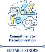 Commitment to decarbonization concept icon. Reduce pollutants. Net zero practice abstract idea thin line illustration. Isolated outline drawing. Editable stroke vector