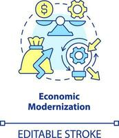 Economic modernization concept icon. Electrification. Net zero practice abstract idea thin line illustration. Isolated outline drawing. Editable stroke vector