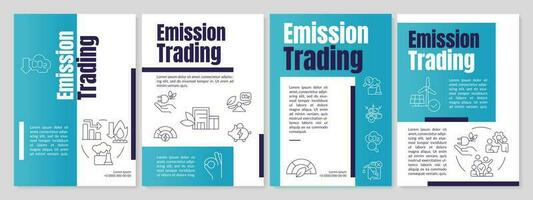 Cap and trade blue brochure template. Decarbonization technology. Leaflet design with linear icons. Editable 4 vector layouts for presentation, annual reports