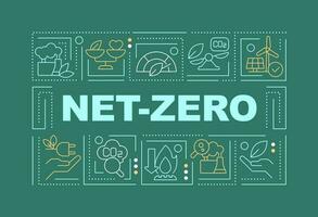 Net zero word concepts dark green banner. Decarbonization. Infographics with editable icons on color background. Isolated typography. Vector illustration with text