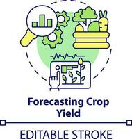 Forecasting crop yield concept icon. Data analysis. Increased crop yield abstract idea thin line illustration. Isolated outline drawing. Editable stroke vector