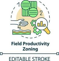 Field productivity zoning concept icon. Divide field in areas. Increased crop yield abstract idea thin line illustration. Isolated outline drawing. Editable stroke vector