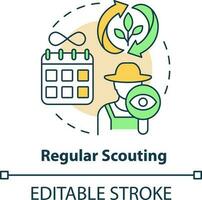 Regular scouting concept icon. Monitor plant development. Increased crop yield abstract idea thin line illustration. Isolated outline drawing. Editable stroke vector