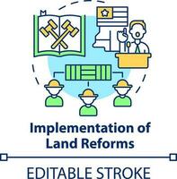 Implementation of land reforms concept icon. Increasing farming productivity abstract idea thin line illustration. Isolated outline drawing. Editable stroke vector