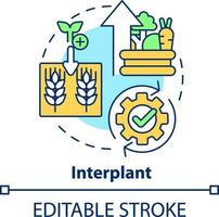 Interplant concept icon. Plant multiple cultures. Increasing farming productivity abstract idea thin line illustration. Isolated outline drawing. Editable stroke vector