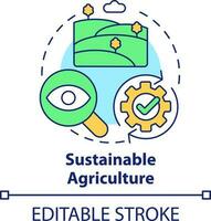 Sustainable agriculture concept icon. Increasing farming productivity abstract idea thin line illustration. Isolated outline drawing. Editable stroke vector