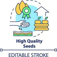 High quality seeds concept icon. Sowing grains. Increasing farming productivity abstract idea thin line illustration. Isolated outline drawing. Editable stroke vector