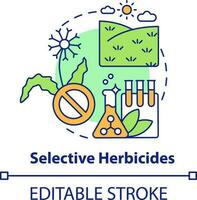 Selective herbicides concept icon. Source of agricultural productivity abstract idea thin line illustration. Isolated outline drawing. Editable stroke vector