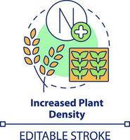 Increased plant density concept icon. Source of agricultural productivity abstract idea thin line illustration. Isolated outline drawing. Editable stroke vector