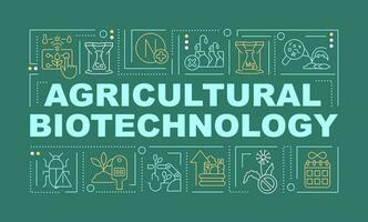 agrícola biotecnología palabra conceptos oscuro verde bandera. infografia con editable íconos en color antecedentes. aislado tipografía. vector ilustración con texto