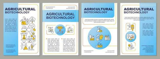 agrícola biotecnología azul folleto modelo. folleto diseño con lineal iconos editable 4 4 vector diseños para presentación, anual informes