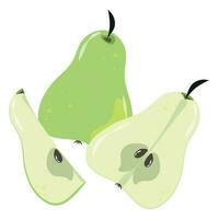 The pear is whole and cut into halves vector