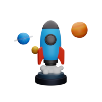 3D Rendering of Rocket Launch And Universe Space. png